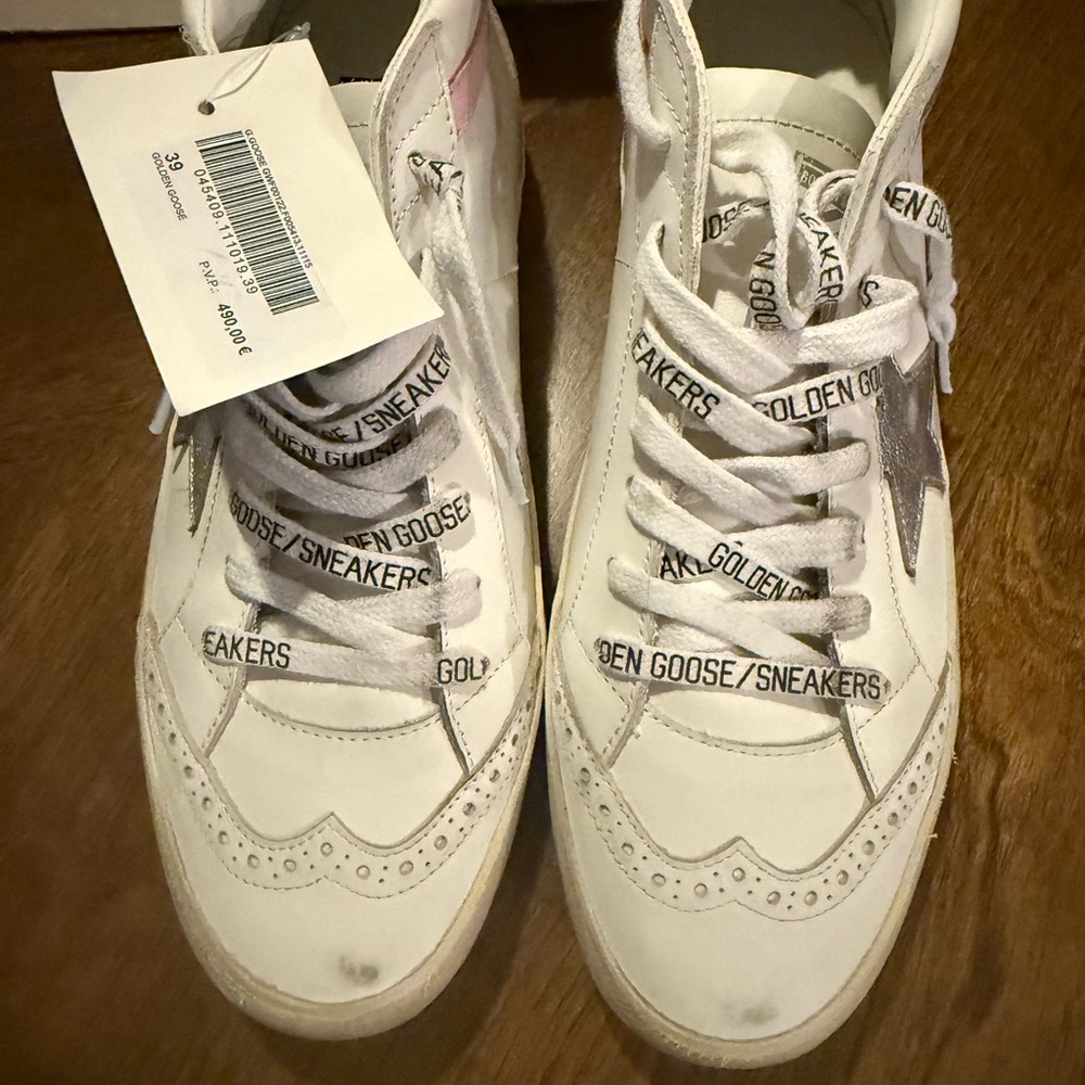 Golden Goose White High-Tops with Silver Star